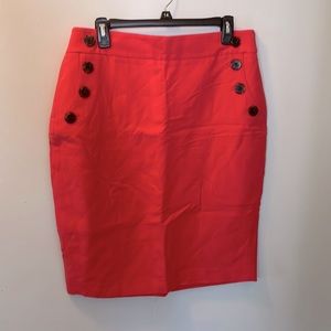 Orange high waisted skirt, Loft, size 12, button detail